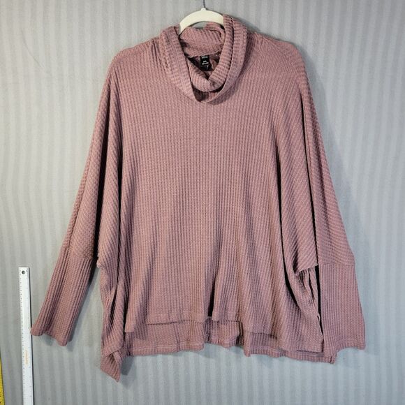 Emery Rose Turtleneck Sweater Size 2XL Pink Waffle Knit Dolman Sleeve Pullover - Picture 1 of 11